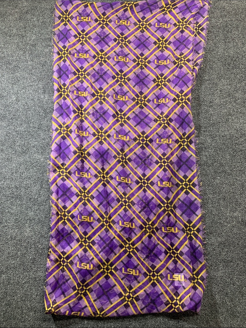 LSU Purple Plaid Logo infinity Scarf